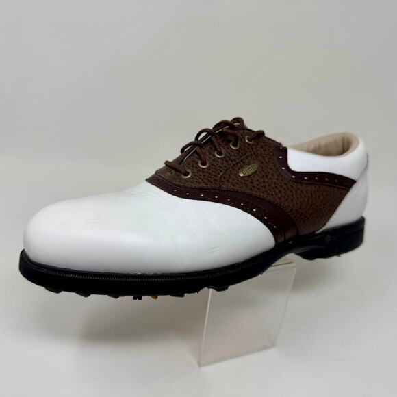 Dexter Leather Pivot Pro Golf Shoes Mens 9 1/2 Oxford Saddle Brown White K.5.4 - Picture 3 of 15